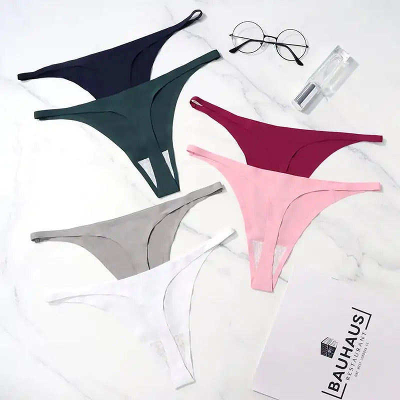 Silk Seamless Thong Bikini Panties For Women