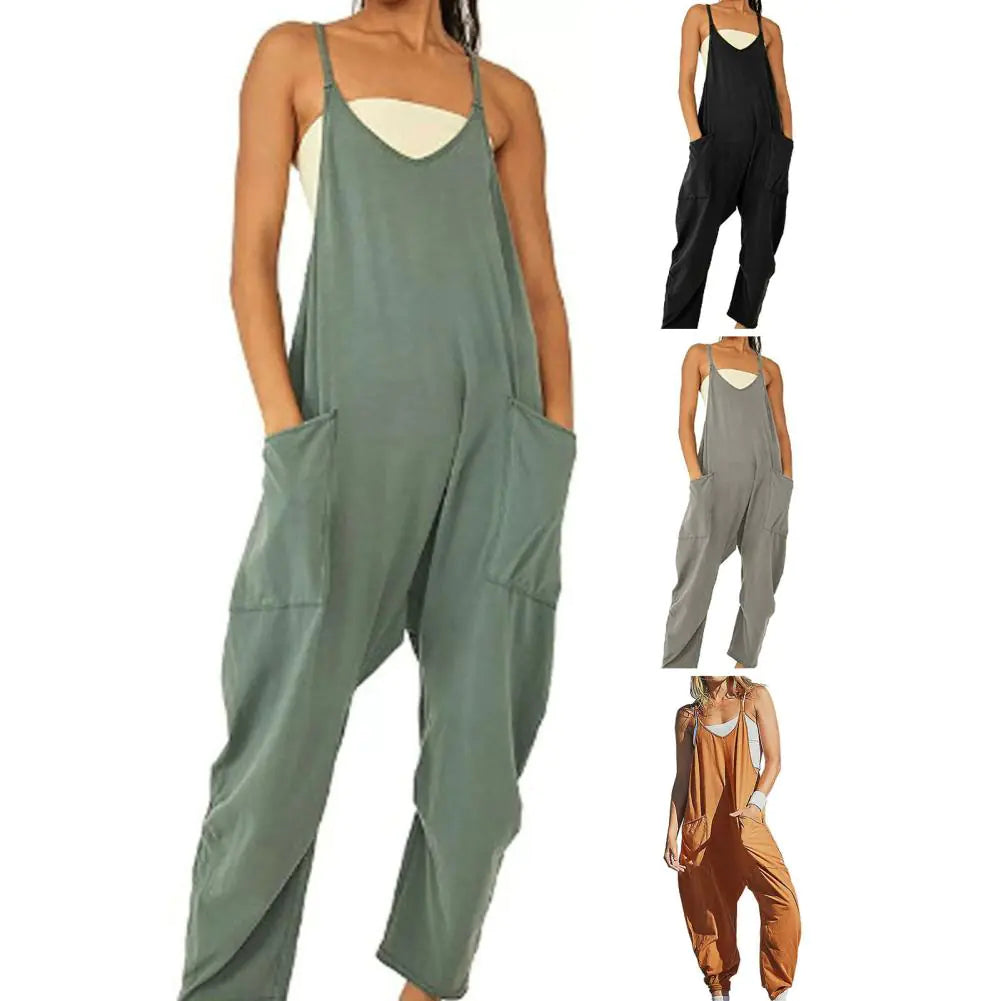 Women's Jumpsuit Sleeveless Deep Crotch