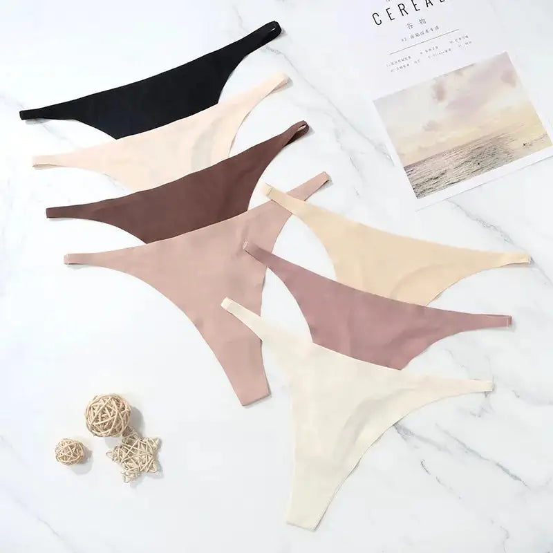 Silk Seamless Thong Bikini Panties For Women