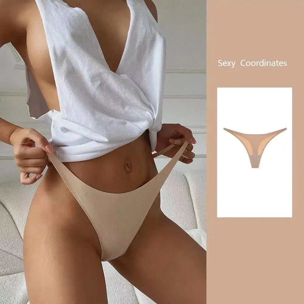 Silk Seamless Thong Bikini Panties For Women